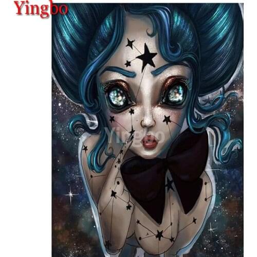 5D Diamond Painting Fantasy cartoon blue hair girl Full Square Diamond Embroidery Mosaic Picture Of Rhinestone Cross Stitch