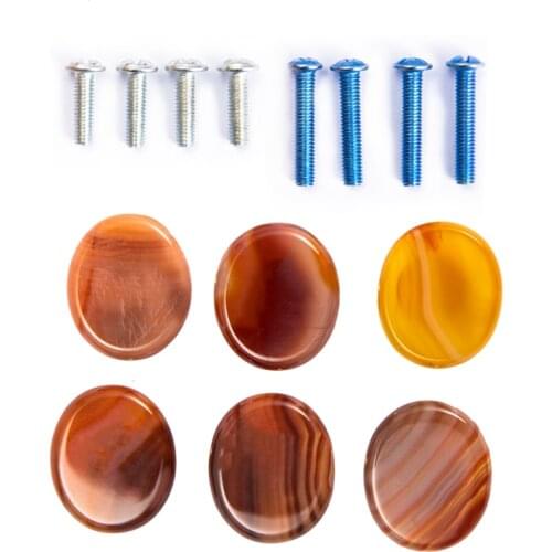 6pcs Original Stone Knobs Natural knobs Crystal Glass Pull Handles for Drawer Cabinet Door Cupboard Dresser Home DIY with Screws