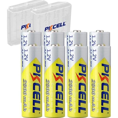 4/8/12PCS PKCELL 1.2v 2600~2800mah NIMH rechargeable aa batteries with battery charger and box holder for camera flashlight