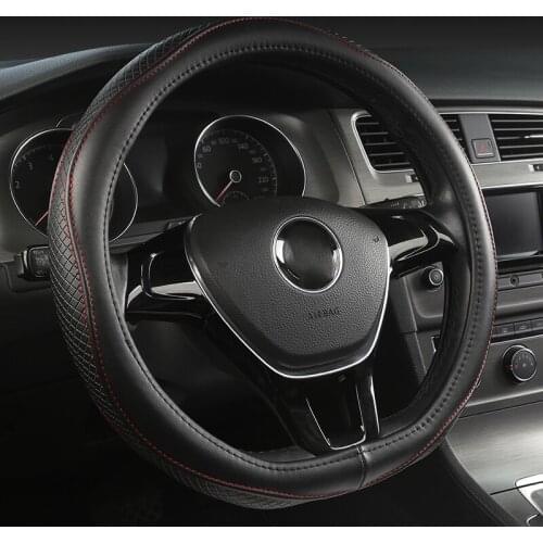 Genuine Leather Car Steering Wheel Cover D Shape For Hyundai ioniq Suzuki Swift For VW GOLF 7 8 POLO JATTA Auto Car Accessories
