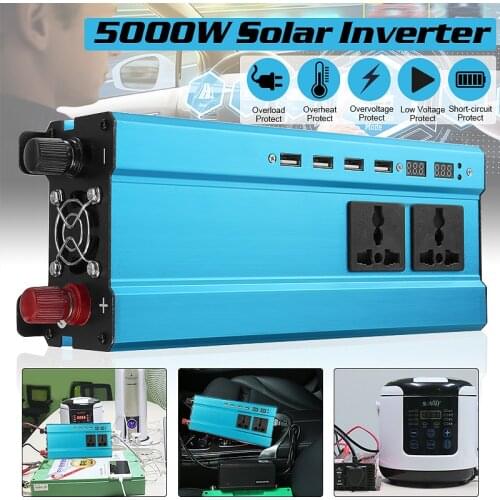 5000W Car Converter Solar Power Inverter 12/24V To 220V Pure Sine Wave Invertor