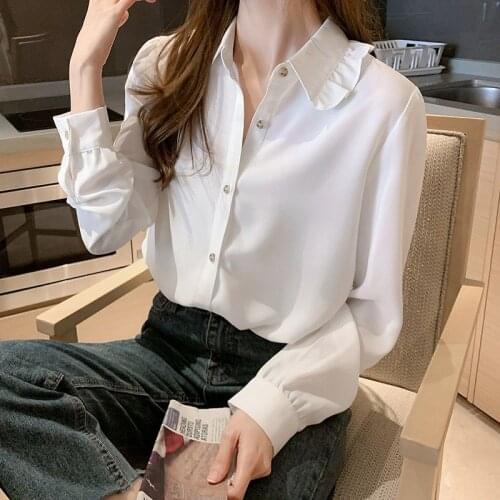 White Shirt Womens Spring Chiffon Long Sleeve Shirt Blouse Women Blusas Ropa De Mujer