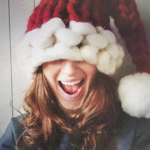 Big Christmas Hat Santa Claus Hats Children Soft Woolen Knitting With Ball Kids Adult Gifts Navidad Natal Cristmas Decoration