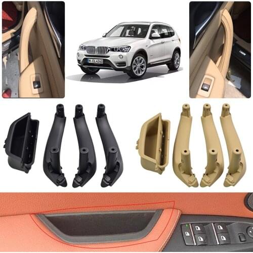 Black Beige Car Front Rear Left / Right Interior Doors Handle Inner Panel Pull Trim Cover Fit For BMW X3 X4 F25 F26 2010-2017