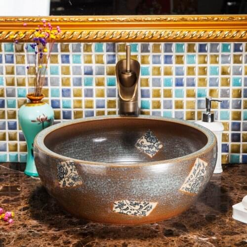 Jingdezhen ceramic art countertop wash basin bowl for bathroom lavabo sink Bathroom sink handmade sink ceramic