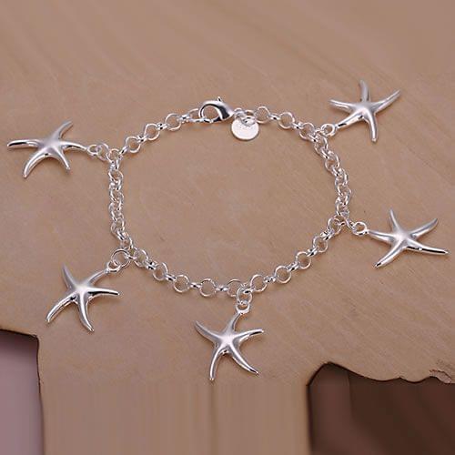 H193 free shipping bracelet, free shipping fashion jewelry Five Starfish Bracelet /ayqajpxa aveajmla silver color