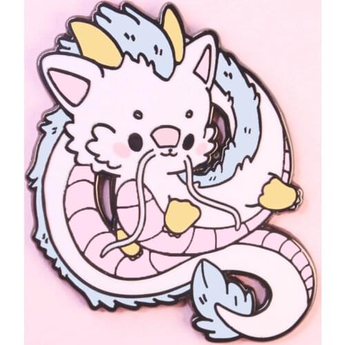 Kawaii Spirited Aways Haku Hard Enamel Pin Cute White Dragon Lapel Fashion Cartoon Animal Brooches Miyazaki Hayaos Fans Gift