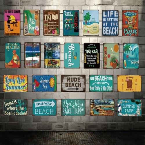 [ Kelly66 ] Welcome To The TIKI BAR Beach ALOHA Summer Metal Sign Tin Poster Home Decor Wall Art Painting 20*30 CM Size Dy66