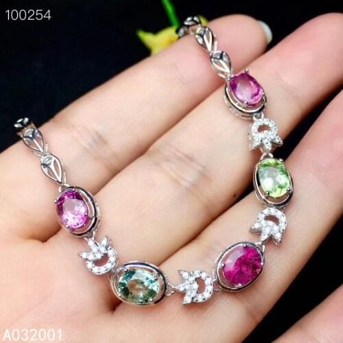 KJJEAXCMY fine jewelry natural Tourmaline 925 sterling silver new women gemstone hand bracelet support test popular hot selling