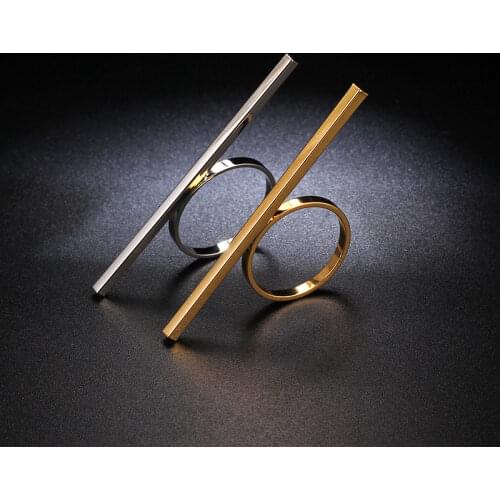 Gold/Silver Color Rings for Women Fashion Copper Long Bar Ring Women Party Rings Simple Jewelry Birthday Gift