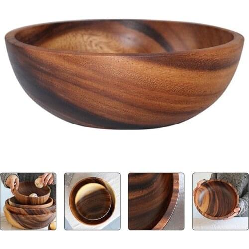 Kitchen Natural Wooden Bowl Household Fruit Bowl Salad Bowl For Home Restaurant Food Container Wooden Utensils Note The Size hot