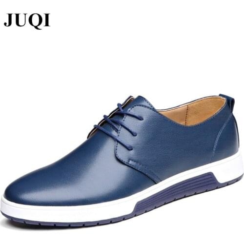 2018 JUQI Brand New Men Shoes Men Casual Leather Shoes Breathable Shoes Spring Autumn Business Men Flats Big Size Drop Shipping