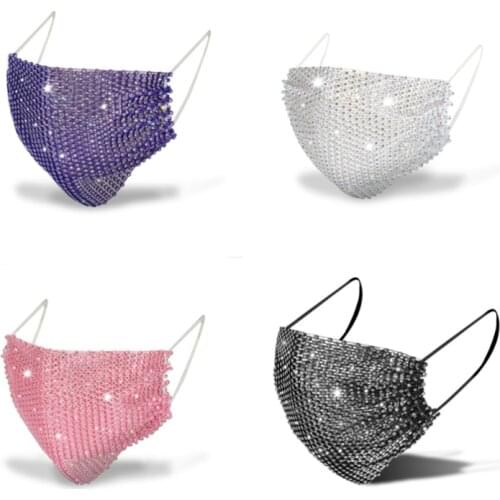 2020 New Sexy Black Mesh Veil Rhinestone Mask for Women Bling Crystal Decoration Cosplay Mask Prom Christmas Party Decoration