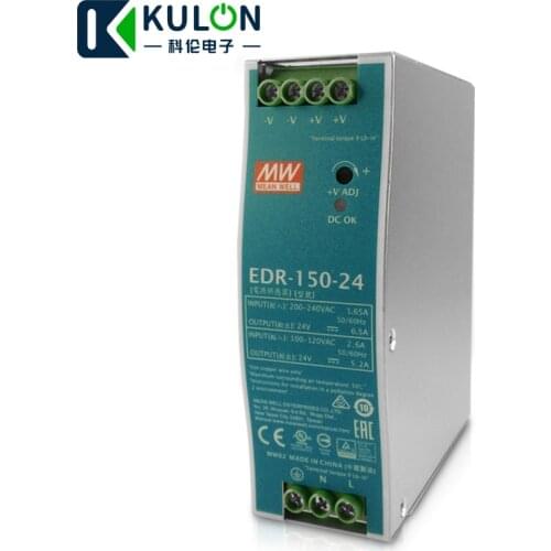Original MEANWELL EDR-150-24 24V 156W 6.5A/230VAC 125W 5.2A/115VAC Meanwell EDR-150-24 Industrial DIN Rail Power Supply 24V