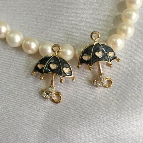 22*17MM KC Gold 40Pcs/Pack Black Umbrella Glazing & Glass Crystal Alloy Pendants Jewelry Charms