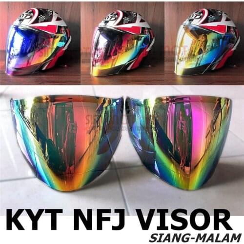 PC Open Face Motorcycle Helmets Visor Wind Shield Accessories for KYT NFJ - Iridium Red Gold
