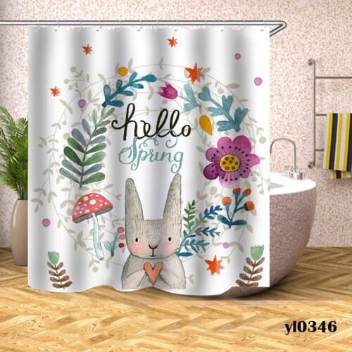 Cartoon Rabbits Shower Curtains Modern Waterproof Bath Curtain For Bathroom Bathtub Large Wide Bathing Cover Cortina De Chuveiro