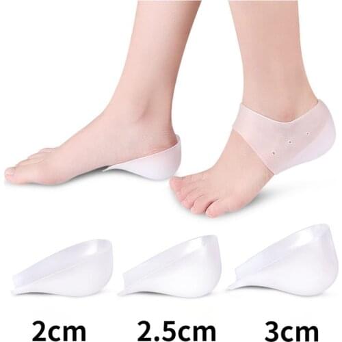 Unisex Invisible Height Increase Silicone Socks Gel Heel Pads Heel Cushion Soles Insole Foot Massage Orthopedic Arch Support