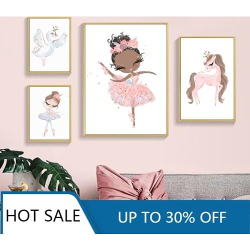 Nordic Wall Art Canvas Painting Posters and Prints for Wall Decor Pictures Childrens Kids Room Home Decoration Ballet Girl