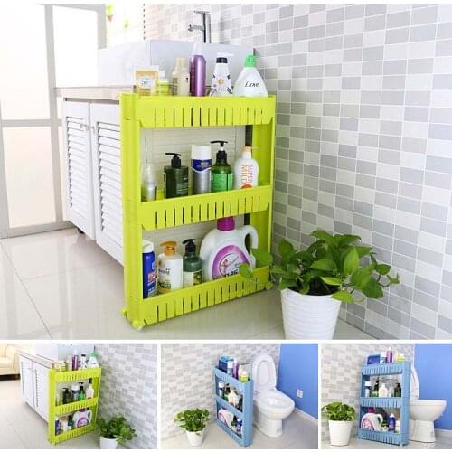 БЕСПЛАТНАЯ ДОСТАВКА 12.5cm PP 3layer 4 layer White Gap Kitchen Storage Slot storage rack Bathroom Movable Slim Rack