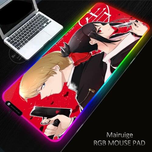 LED Light XXL Anime Cute Girl Kaguya Mouse Pad RGB Large Keyboard Computer League of Legends DeskMat Gaming Accessories MousePad