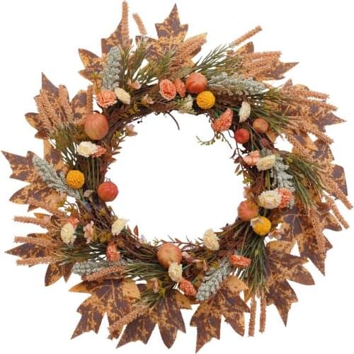 Wreath Halloween Decorations Rattan Circle Artificial Flower Thanksgiving Sprouts Garland Imitation Maple Leaf Pumpkin