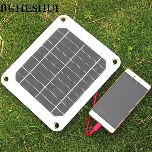 BUHESHUI 5w 5v 1A Solar Panel Charger Green Portable Waterproof Design USB Port Outdoor Camping High efficiency Free Shipping