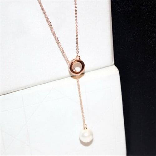 Statement Pearl Necklaces & Pendants For Women Bijoux Rose Gold Color Short Necklace Fashion Jewelry Gift