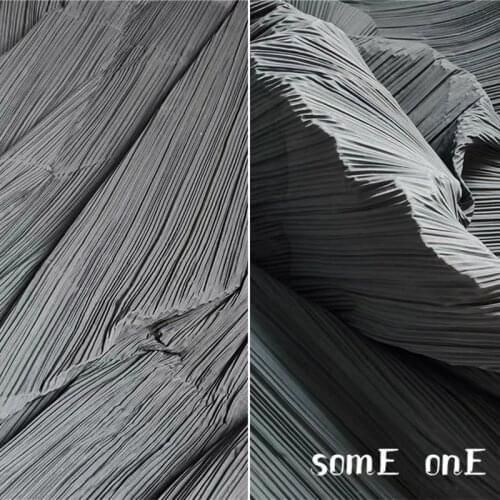 Stiff Pleated Fabric Dark Gray Miyake Folds DIY Patchwork Pants Decor Art Painting Dress Designer Fabric 50*150cm