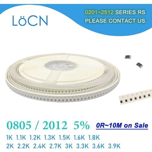 0805 J 5% 5000pcs 1K 1.1K 1.2K 1.3K 1.5K 1.6K 1.8K 2K 2.2K 2.4K 2.7K 3K 3.3K 3.6K 3.9K OHM 2012 SMD resistor LoCNService