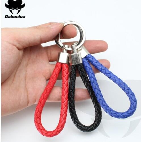 3 Colors PU Leather Braided Woven Rope Rings Fit DIY bag Pendant Key Chains Holder Car Men Women Keychains Small Gift Jewelry