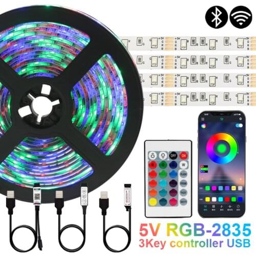 3 Key Remote Control LED Strip Lights DC5V Led SMD2835 RGB Flexible Tape Diode Bluetooth Lighting TV Background Luces led Decor