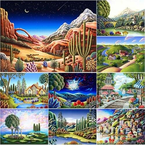 5D DIY Scenery Diamond Painting Landscape Tree Diamond Embroidery Cross Stitch Full Square Round Drill Home Decor Manual Gift
