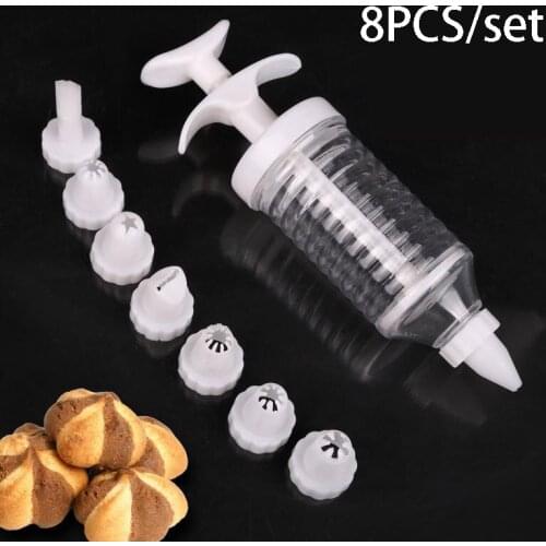 8PCS/set Icing Syringe Nozzles Cake Dessert Decorator Decorating Tips Plastic Reusable Piping Tool Kit