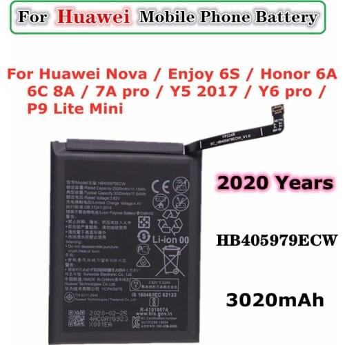 For Huawei honor 6A Honor 8A DLI-AL10 DLI-AL10B DLI-TL20 DLI-L22 JAT-LX3 LX1 L41 L29 AL00 Battery 3020mAh HB405979ECW battery