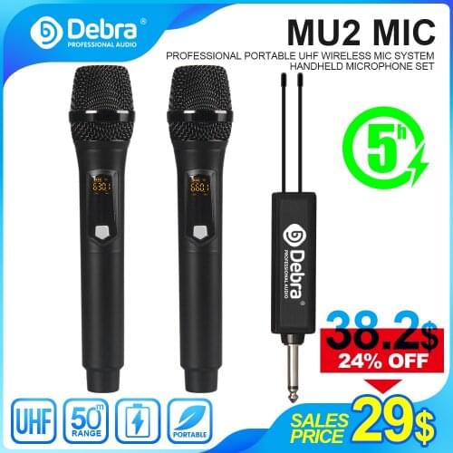 Debra MU2 Universal UHF Wireless Rechargeable Handheld Microphone,Use With Stage Equipment, Such As Mixers, Speakers, etc