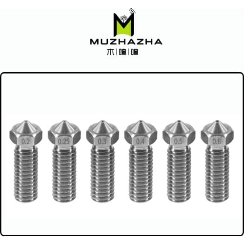 All-Metal Volcano Stainless Steel Nozzles For 3D Printer 0.2mm-1.2mm For 1.75mm Lengthen M6 Nozzles for Sidewinder X1