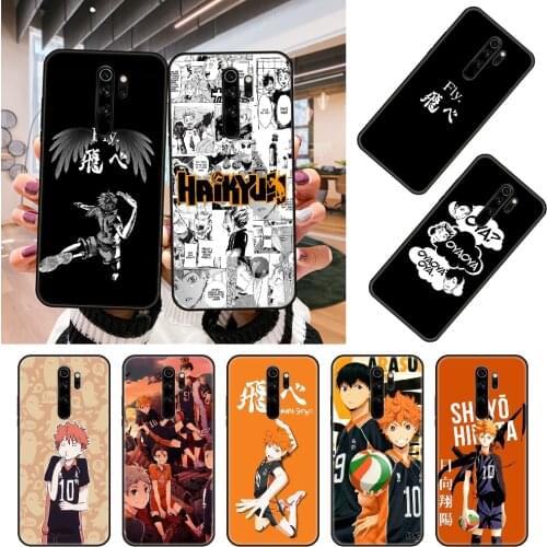 Phone Case For Xiaomi Redmi Note 8 8T 7 7A 9 9A 9S 8A 4 5 6 Pro Black Cover Back 3D Coque Silicone Anime Haikyuu volleyball