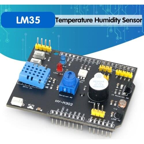 DHT11 LM35 Temperature Humidity Sensor Multifunction Expansion Board Adapter For Arduino UNO R3 RGB LED IR Receiver Buzzer I2C