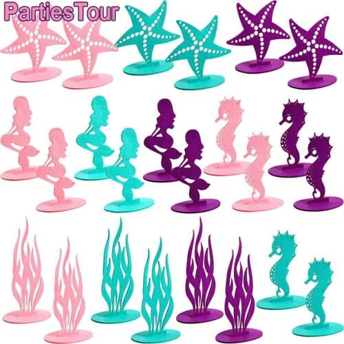 1pc Mermaid Party Decortion DIY Felt Table Centerpiece Under The Sea Table Ornament for Baby Shower Little Mermaid Girl Birthday