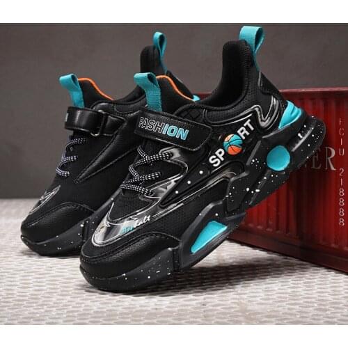 Kids Fashion Sneakers For Boys Leather Basketball Shoes Breathable Sport Running Shoes Lightweight Children Casual Walking Shoes