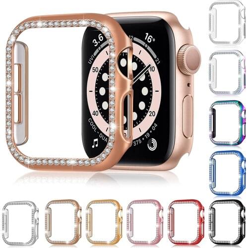 For Apple Watch Series 6 5 4 SE 3 2 1 Case Bling Crystal Diamonds PC Protective Bumper Cover Case for iWatch 38mm 40mm 42mm 44mm