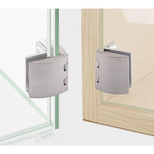 Zinc alloy door hinge glass clamp 90 Degree Bilateral fixing Clip for 8-10mm glass display cabinet Showcase Furniture Fittings