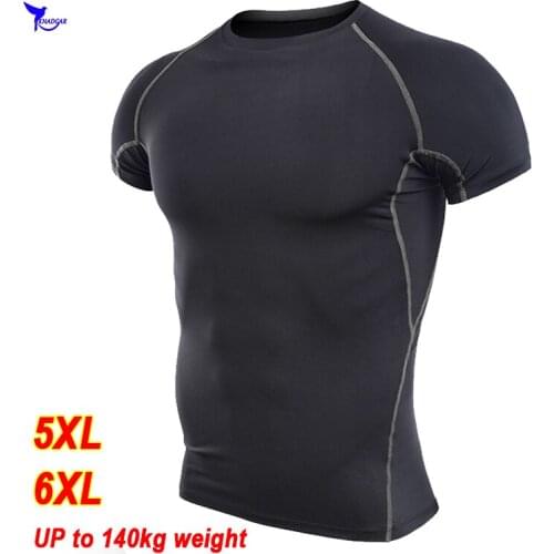 5XL/6XL Plus Size Gym Fitness Compression Sport Shirt 140KG Overweight Men Crossfit Running T-Shirt Quick Dry Jogging Clothing