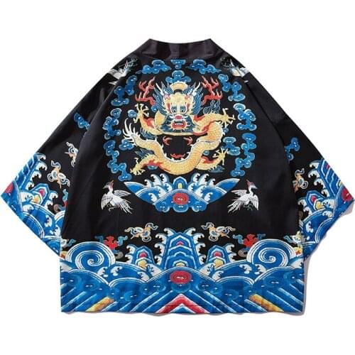 Printing Kimono Robe Haori Japanese Asian for Men Unisex Dragon Yukata Retro Party Plus Size Tangsuit Loose Japan Fashion