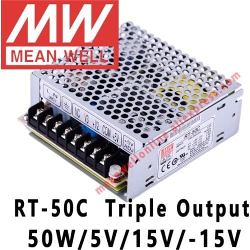 Mean Well RT-50C 5V/15V/-15V AC/DC 50W Triple Output Switching Power Supply meanwell online store