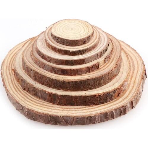 3-12cm diameter natural pine round unfinished wood chips with bark wood board DIY crafts painting wooden drawing board