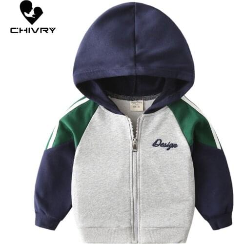 New 2020 Spring Autumn Kids Boys Jackets Fashion Color Patchwork Hooded Zipper Coat Children Windbreaker Sports Jacket