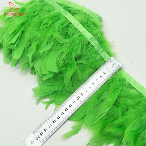 ChengBright 10Yards Fruit green Turkey Feather Pruning Cloth Sideband Diy Festive Stage Craft Feathers Trim Feather Trim Fringe