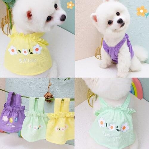 Summer Dog Skirt Cat Puppy Costumes Cute Flowers Pet Clothing Yorkshire Pomeranian maltese Poodle Bichon Pug Dog Clothes Dress S